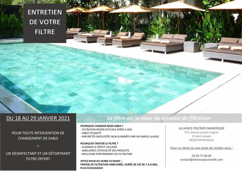 Quand changer le sable de son filtre de piscine à Manosque ?
