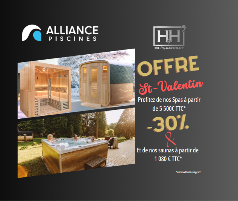 Jusque -30% sur nos spas Pour la St-Valentin