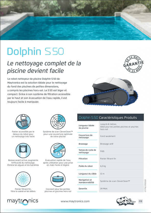 Robot piscine S50 électrique autonome Maytronics pour petite piscine à Sisteron 04200