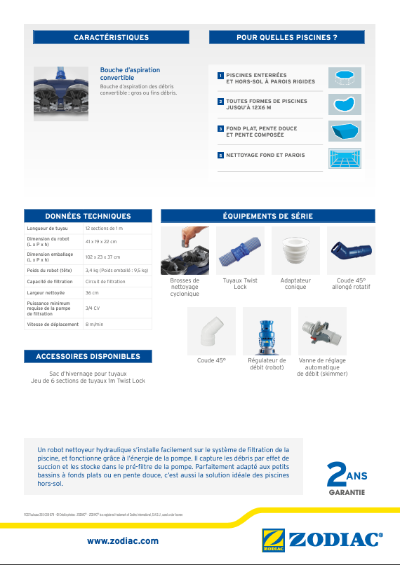 Robot hydraulique MX10 de la marque Zodiac à Pierrevert 04