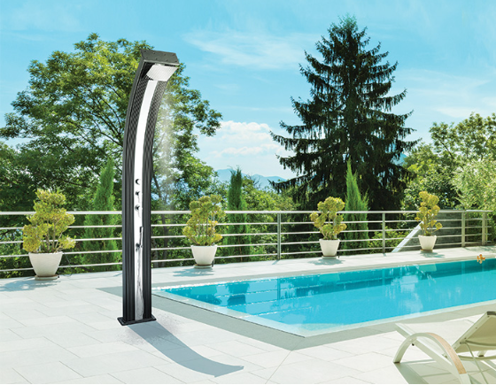 Douche solaire hybride écologique modèle Dada Curve design haut de gamme à Digne les Bains 04
