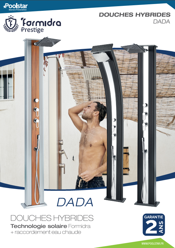 Douche solaire hybride écologique modèle Dada Curve design haut de gamme à Digne les Bains 04